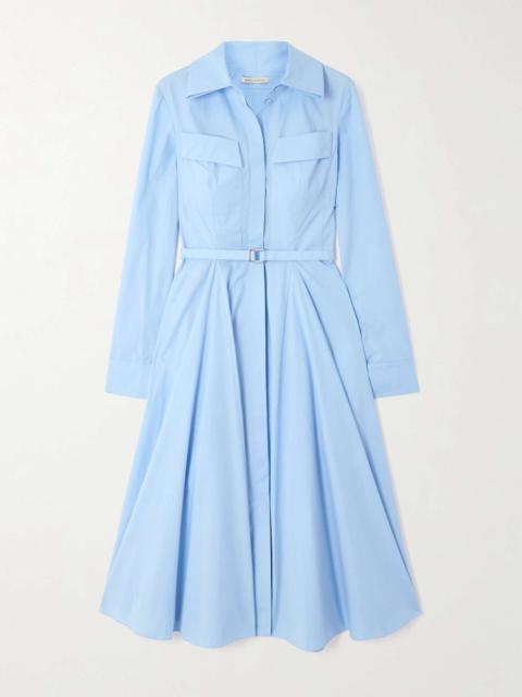 EMILIA WICKSTEAD Pleated cotton-poplin midi dress Light blue