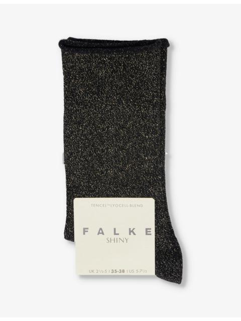 FALKE Shiny-finish mid-calf recycled polyamide-blend knitted socks