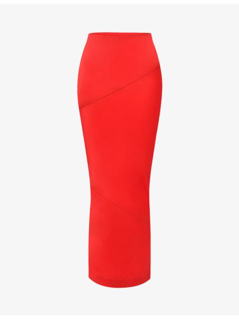 House of CB Colette fitted satin midi skirt