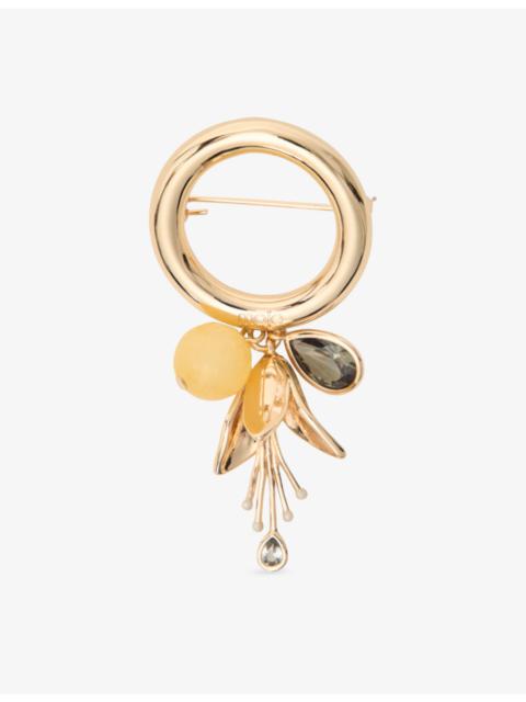 maje Tulip Round Gold-Toned Brass Brooch