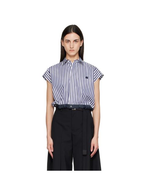 sacai Navy & White Cotton Poplin Shirt
