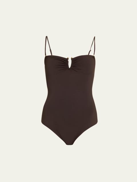 NILI LOTAN Ruched U-Ring One-Piece Swimsuit