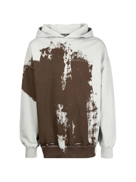 paint-effect cotton hoodie