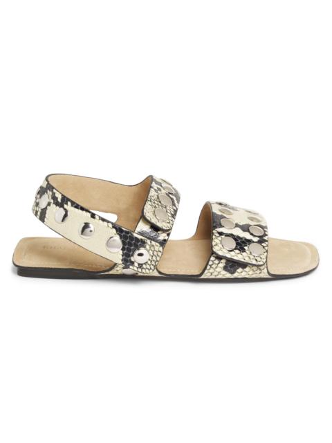 KHAITE Women's Boden Snakeskin-Embossed Flats - Natural