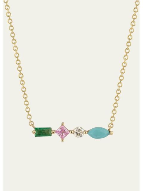 EF Collection 14K Gold Emerald, Sapphire, & Diamond Treasure Necklace