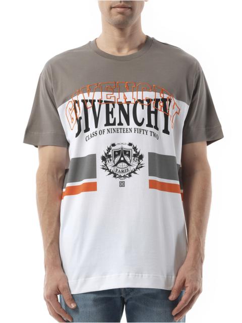 Givenchy College Print Stripes Logo T-Shirt in Grey/White