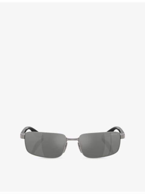 Prada PS 50ZS Rectangular-Frame Metal Sunglasses