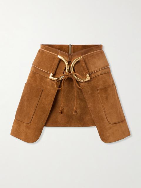 TOM FORD Belted Layered Suede Mini Skirt