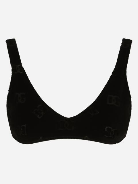 Dolce & Gabbana Flocked jersey top with all-over DG logo