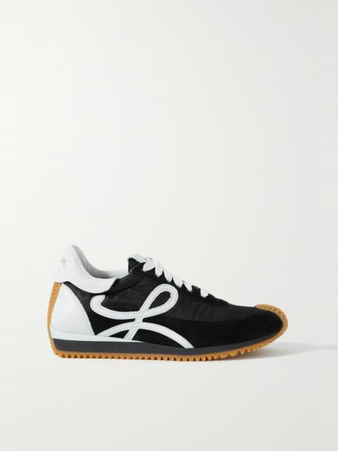 Flow logo-appliquéd shell, leather and suede sneakers