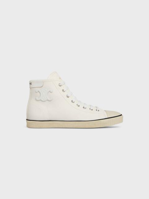 CELINE Celine Blank Mid Lace Up Sneaker with Toe Cap in Canvas and Calfskin
