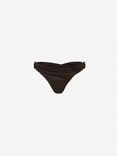 MAGDA BUTRYM Draped bikini bottom with ring detail in brown