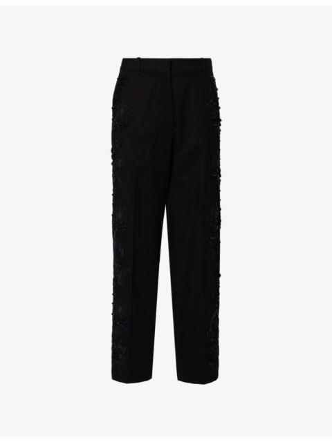 Dries Van Noten Pilar Embroidered Tapered-Leg Woven Trousers