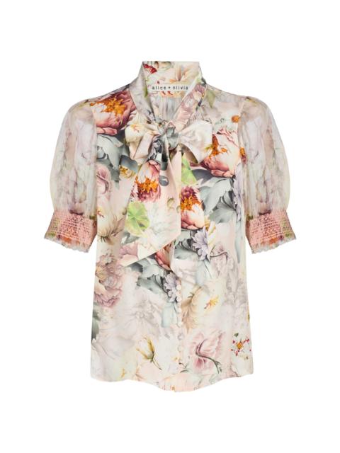 Alice + Olivia Women's Brentley Floral Tieneck Blouse - Sweet Peony