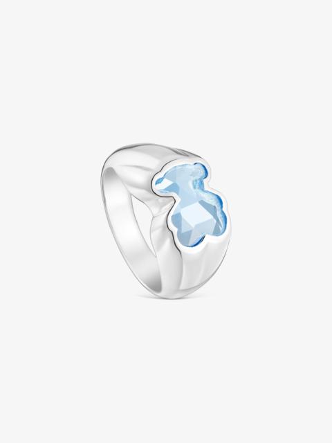 TOUS Medium silver Ring with laboratory-grown blue spinel Icon Color LGG