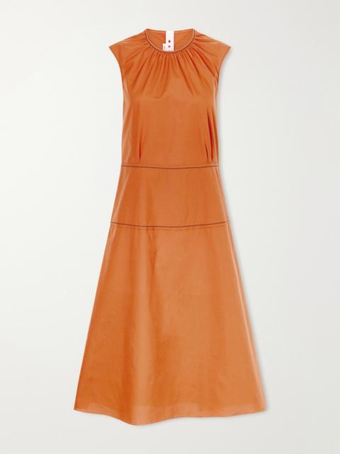 Marni Gathered Cotton-poplin Midi Dress