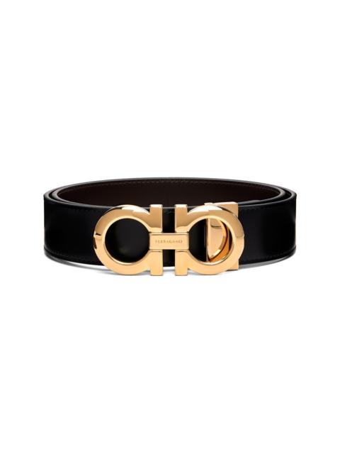 FERRAGAMO Black Reversible & Adjustable Gancini Belt