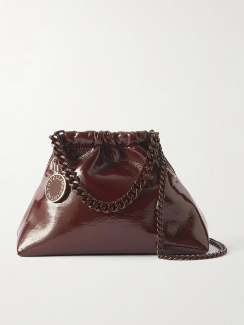 Stella McCartney Falabella mini cracked glossed vegan shoulder bag Chocolate