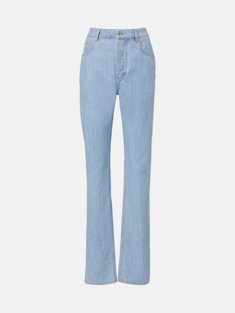 Bottega Veneta Intrecciato leather-trimmed straight jeans
