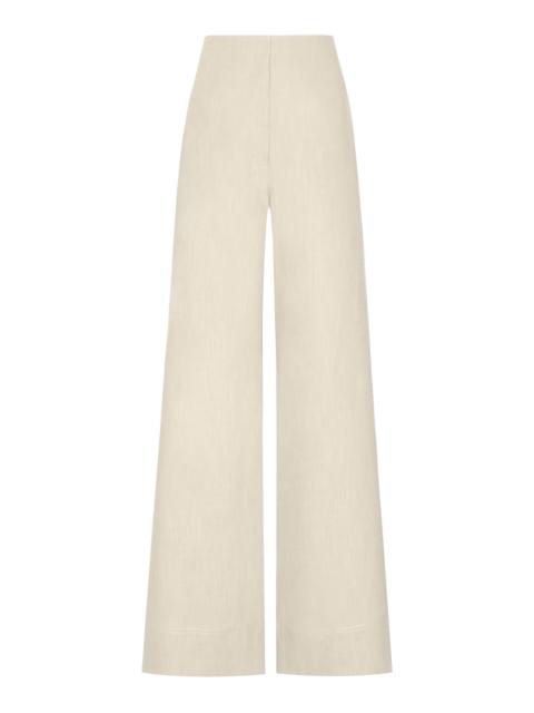 ANDRES OTALORA El Sol Mid-Rise Linen Wide-Leg Pants ivory