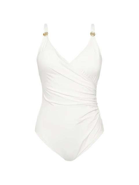 MICHAEL KORS logo-details V-neck swimsuit