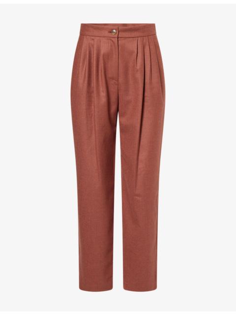 BLAZÉ MILANO Fox Pleated Wool-Blend Trousers