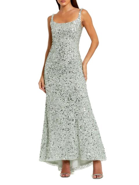 MAC DUGGAL Women's Sleeveless Sequined Slip Gown - Sage
