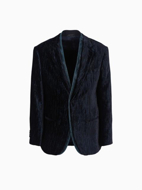 GIORGIO ARMANI Soho line single-breasted tuxedo jacket in rhinestoned velvet
