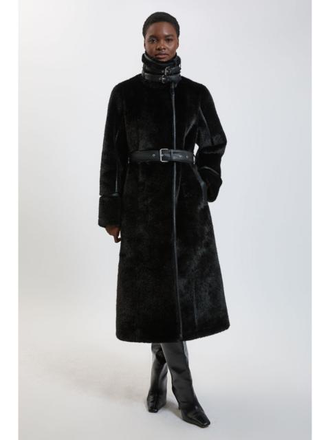 KAREN MILLEN Faux shearling High Neck Aviator Coat