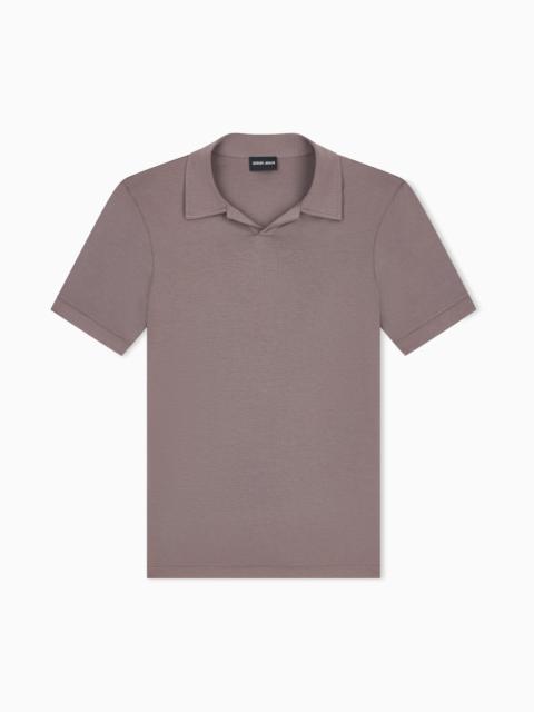 GIORGIO ARMANI STRETCH POLO IN VISCOSE JERSEY WITH BUTTONLESS COLLAR