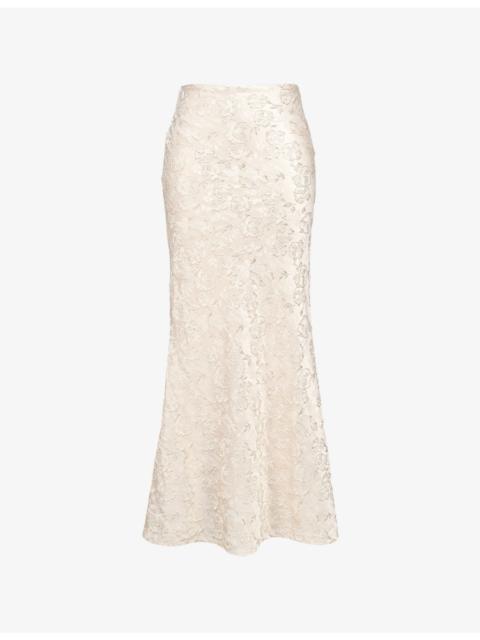 House of CB Mara Metallic-Jacquard Maxi Skirt