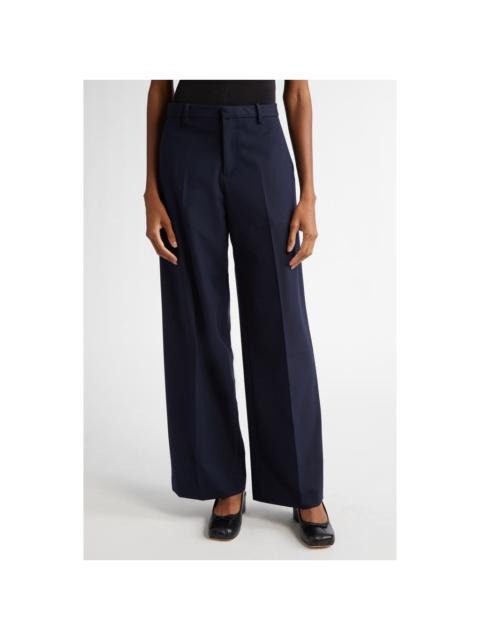 Sandy Liang Glass Wide Leg Trousers in Navy at Nordstrom