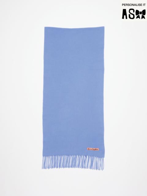 Fringe wool scarf - Narrow - Sweet blue
