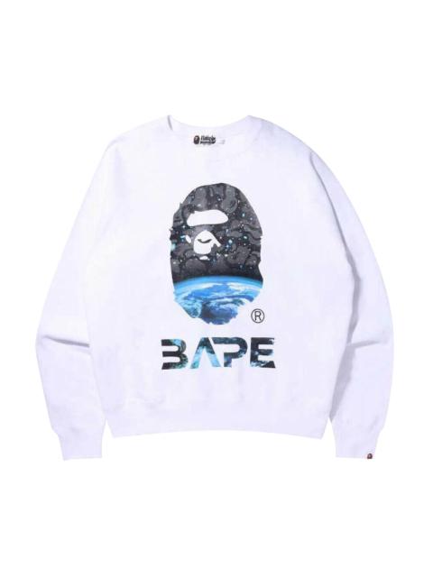 A BATHING APE® BAPE Space Camo Ape Head Loose Fit Crewneck 'White'