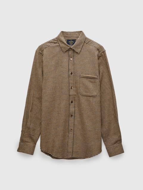 Portuguese Flannel Abstract Pied Poule Button-Up Shirt in Navy