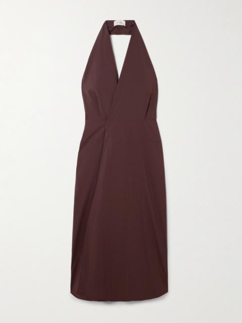 ST. AGNI Cotton-blend Poplin Halterneck Wrap Dress