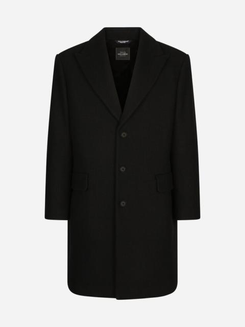 Single-breasted wool jersey coat