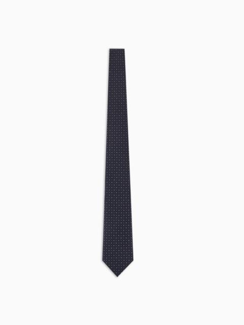 Pure silk tie with jacquard micro-pattern