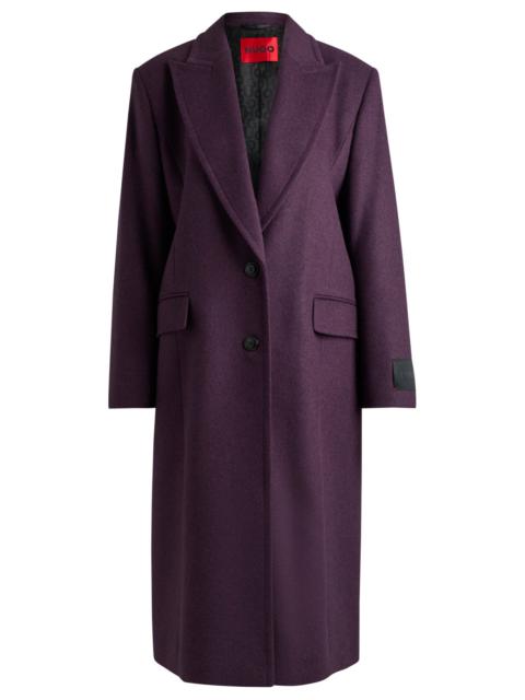 HUGO LONG-LENGTH REGULAR-FIT COAT WITH PEAK LAPELS