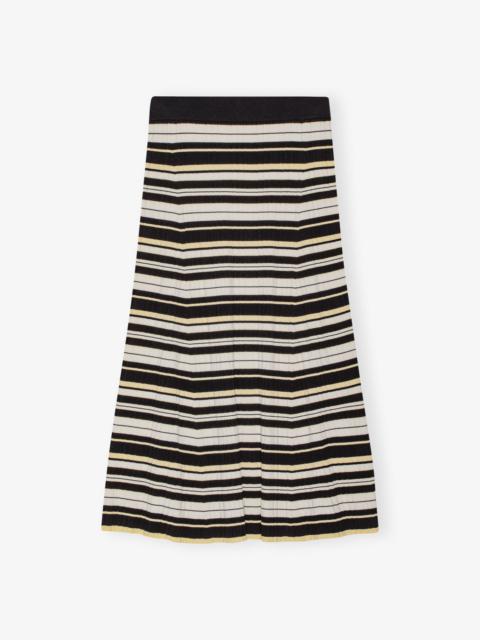 GANNI FUTURE STRIPED RIB LONG SKIRT