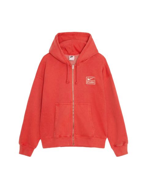 Stussy x Nike Pigment Dyed Fleece Zip Hoodie 'Habanero Red'