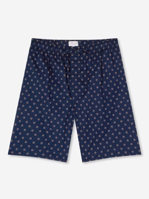 Derek Rose Men's Lounge Shorts Nelson 90 Cotton Batiste Navy