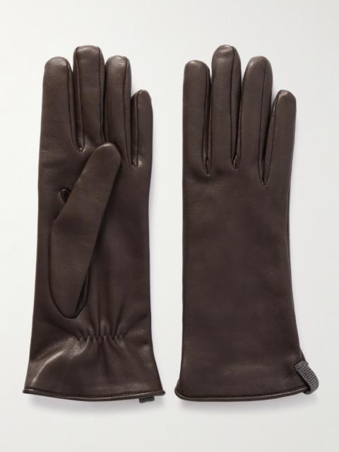 Brunello Cucinelli Bead-embellished Leather Gloves