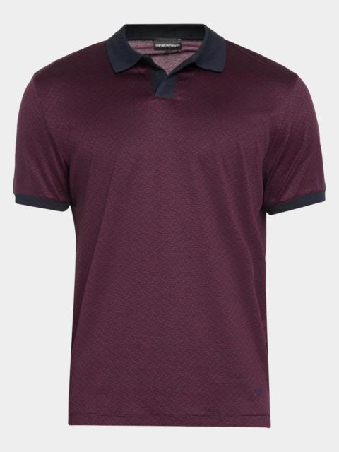 EMPORIO ARMANI Men's Zigzag Lyocell and Cotton Polo Shirt