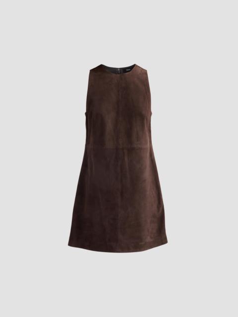 Theory Women's Suede Shift Mini Dress - Cacao