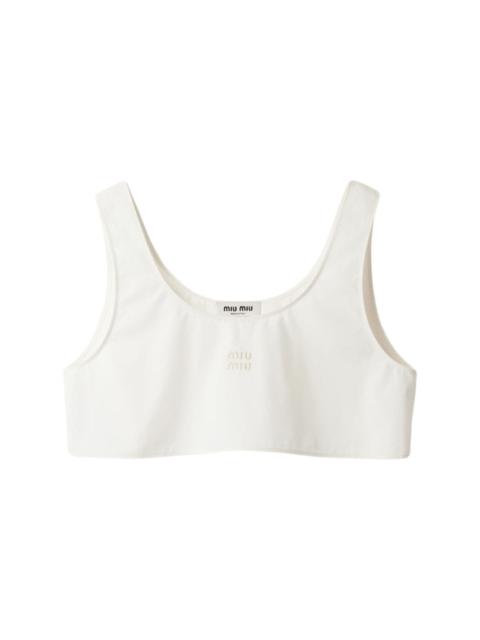 logo-embroidered cotton crop top