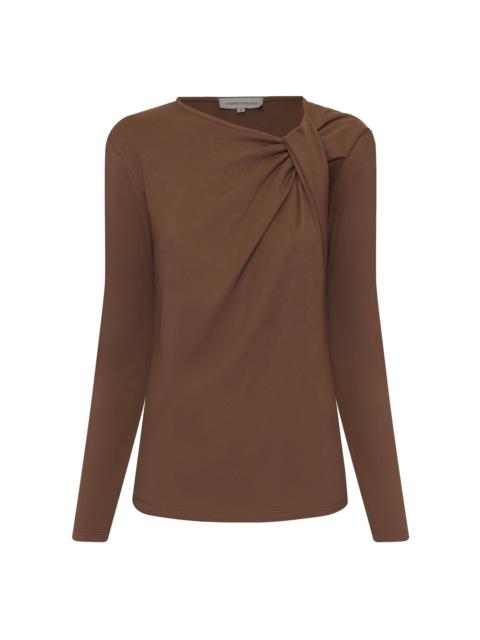ANDRES OTALORA Lo Ancestral Twist-Deatiled Stretch-Cotton Top brown