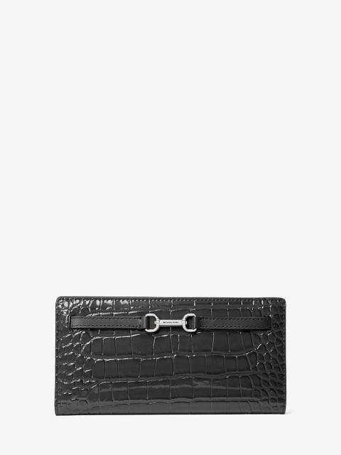 MICHAEL KORS Carson Large Patent Crocodile Embossed Wallet