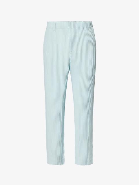 Color Pleats elasticated-waistband tapered-leg regular-fit knitted trousers