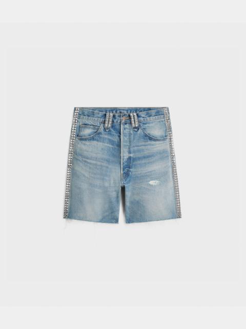 CELINE wesley shorts with studs in zuma wash denim